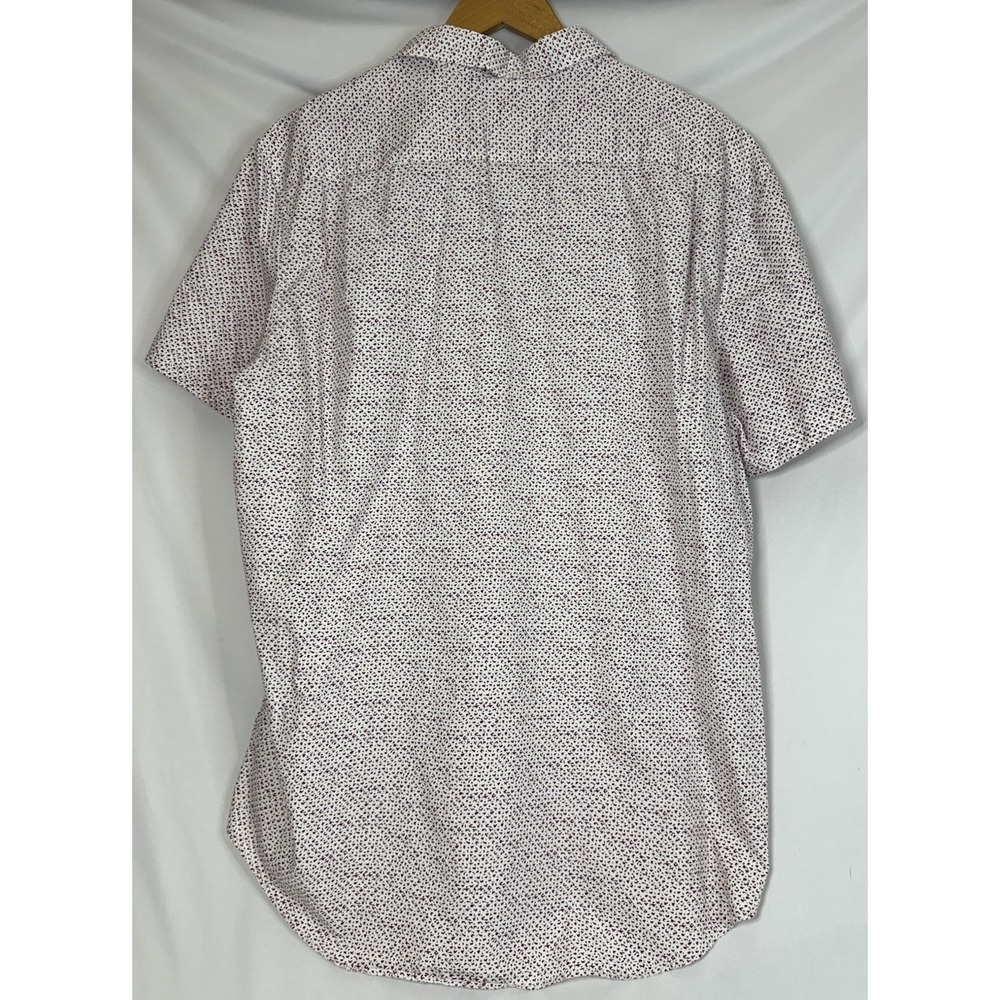 Michael Kors Men's Shirt Button Down Short Sleeve White Maroon Pattern Size XL - Picture 6 of 8